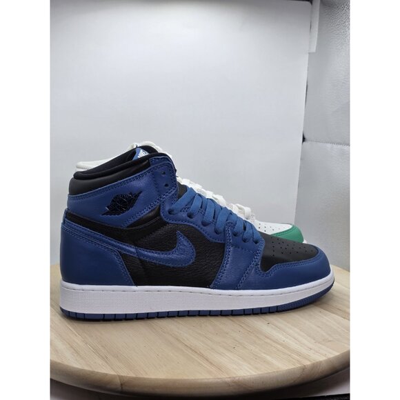 Size 7Y- Nike Air Jordan 1 Marina Blue & Nike Dunk High Stadium Green Miss-match - Picture 2 of 9